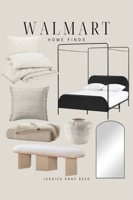 Neutral bedroom, neutral bedding, metal canopy bed, black canopy bed, neutral home decor, arched floor mirror, arch floor mirror, upholstered bench, end of bed bench, throw blanket, Walmart home, Walmart beddingg

Follow my shop @jessicaannereed on the @shop.LTK app to shop this post and get my exclusive app-only content!

#liketkit #LTKhome #LTKstyletip #LTKfindsunder50
@shop.ltk
https://liketk.it/4EEpY

#LTKstyletip #LTKhome