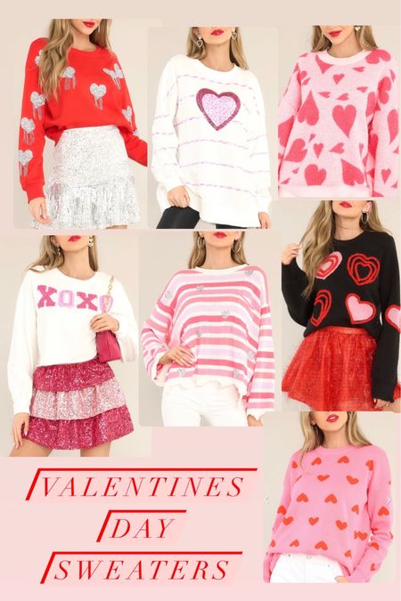 Valentine’s Day sweaters. Valentine’s Day outfit. Galentines. Pink. Red  

#LTKfindsunder100 #LTKSeasonal