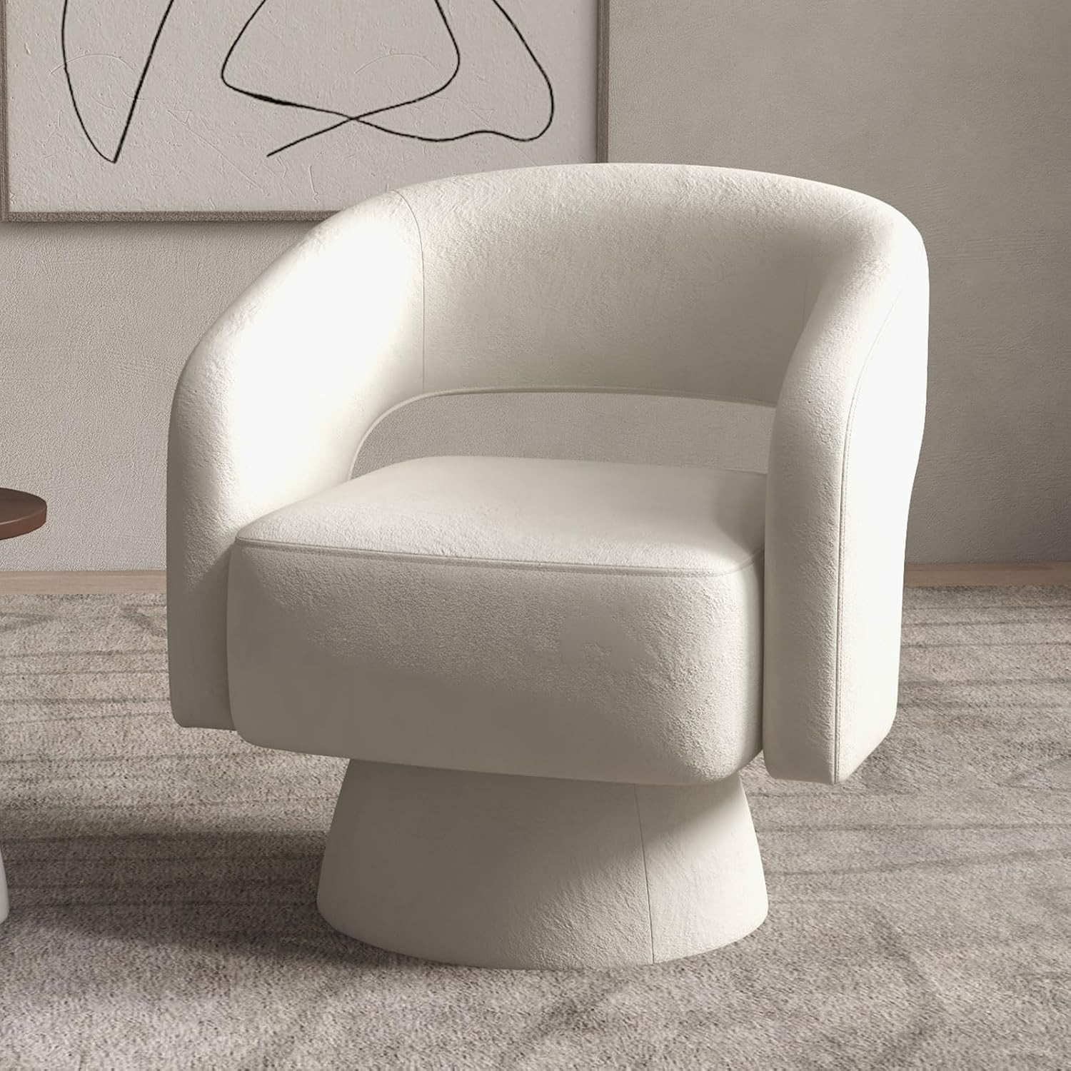 Bonzy Home Swivel Barrel Chair, Velvet Accent Armchair 360 Degree Swivel Club Chair for Living Room Bedroom Reception Room, 1 Pack, Beige | Amazon (US)