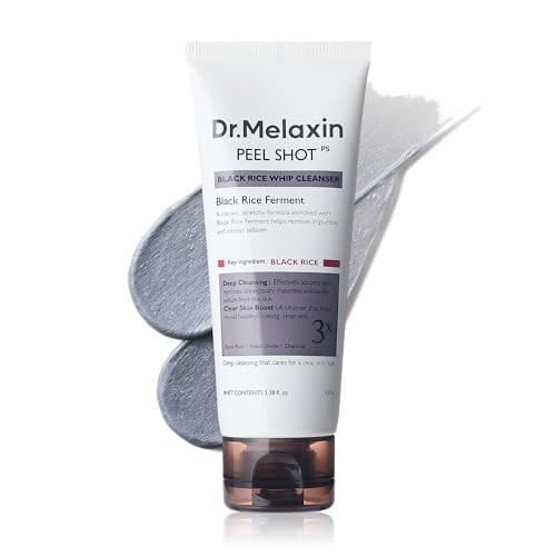 Dr.Melaxin Peel Shot Black Rice Mochi Whip Cleanser 100ml formulated for blackheads, clogged pores, excess sebum, and dull skin | Amazon (US)