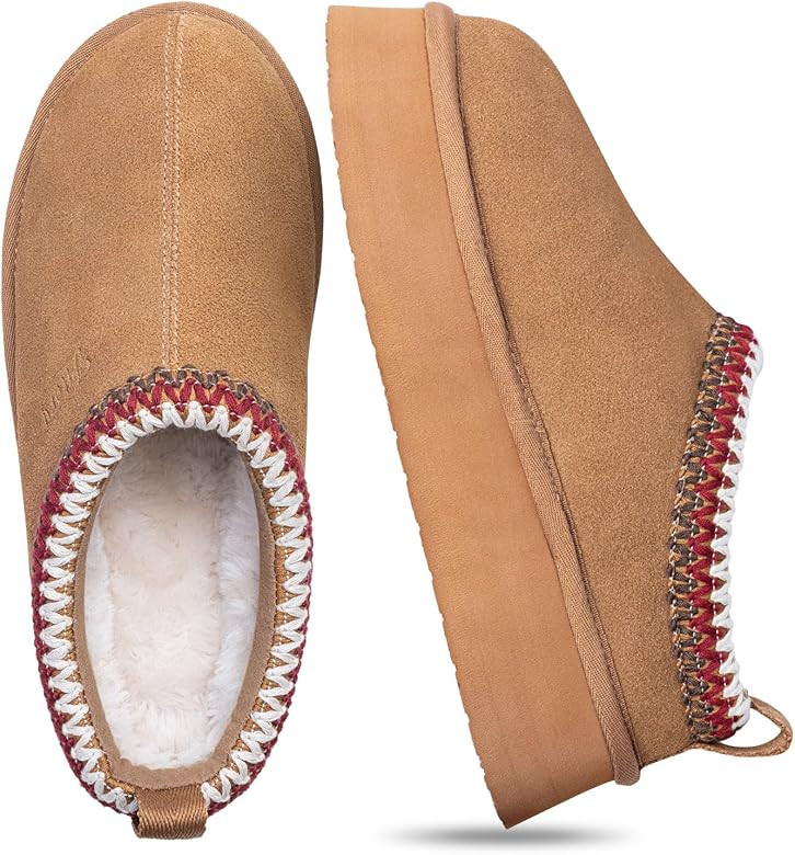 FITORY Womens Platform Slippers, Suede Ankle Boots with Fleece-lined for Indoor Outdoors | Amazon (US)