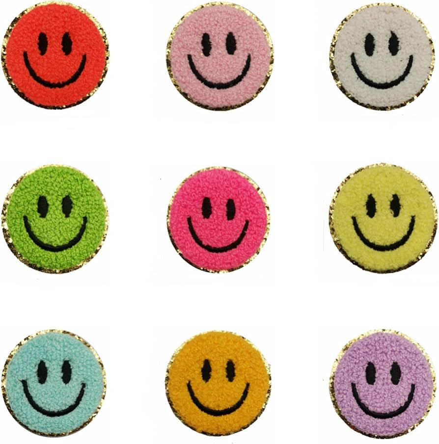 Smiley Face Patch - Chenille Self Adhesive Patches for Costume Jackets, Jeans, Hats, and Backpack... | Amazon (US)
