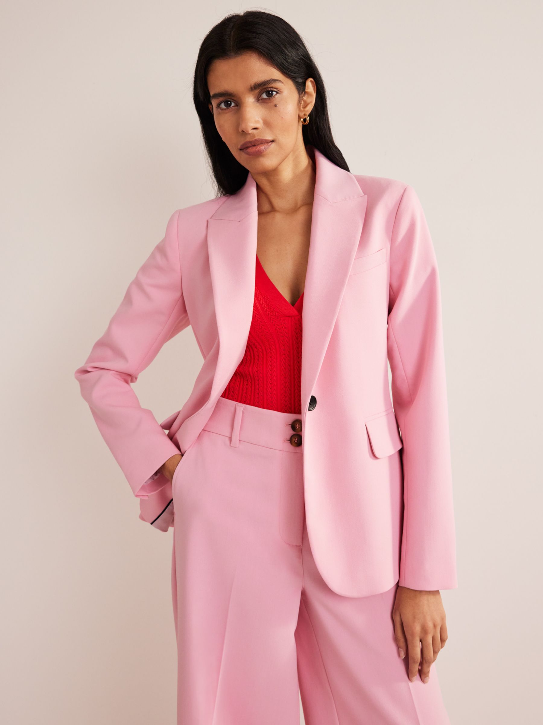 Boden Fitted Suit Blazer, Pink | John Lewis (UK)
