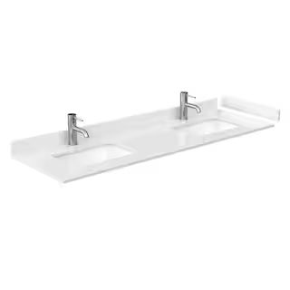 Wyndham Collection 66 in. W x 22 in. D Cultured Marble Double Basin Vanity Top in Light-Vein Carr... | The Home Depot