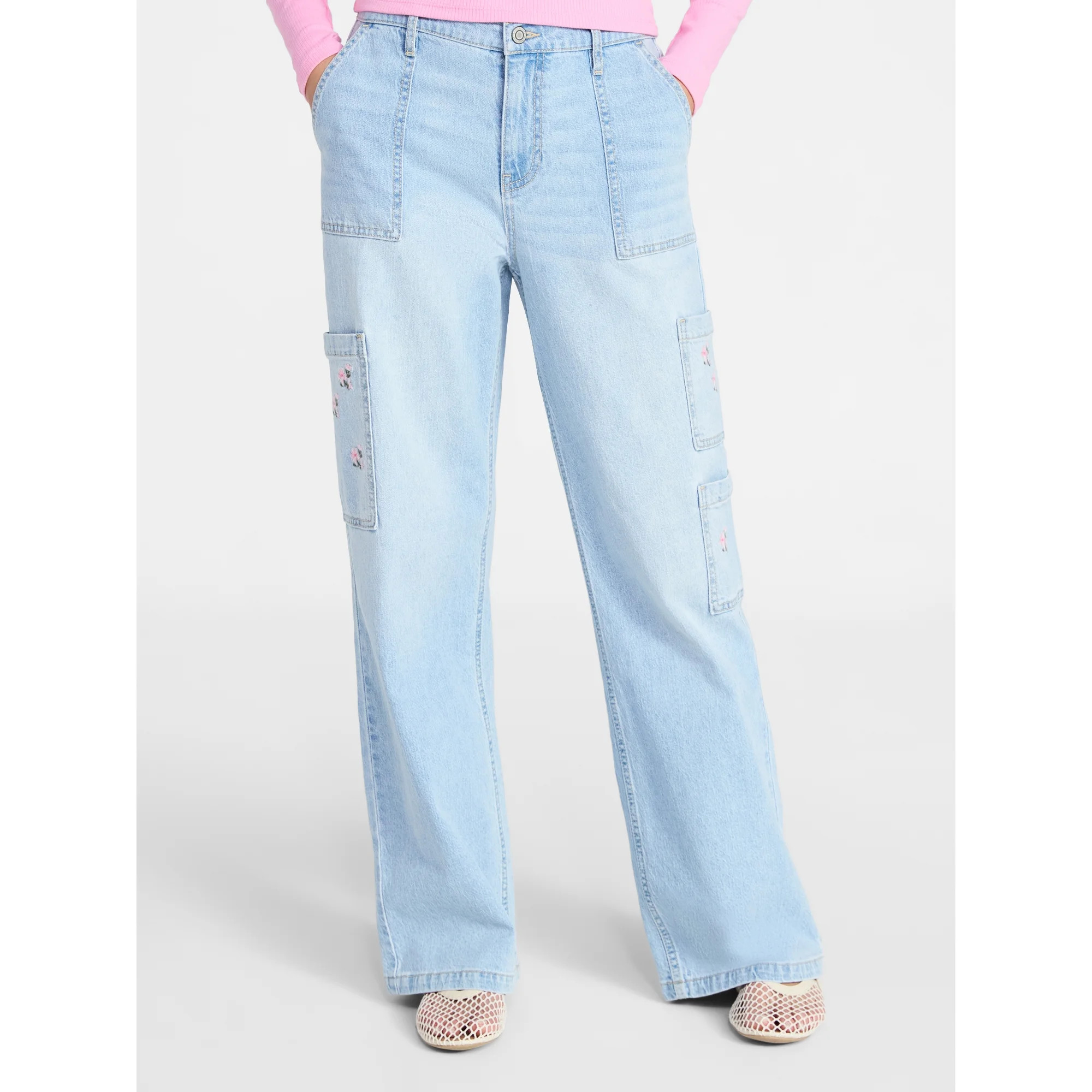 No Boundaries Wide Leg Cargo Pants, 31'' Inseam, Women's and Women's Plus XXS-4X | Walmart (US)