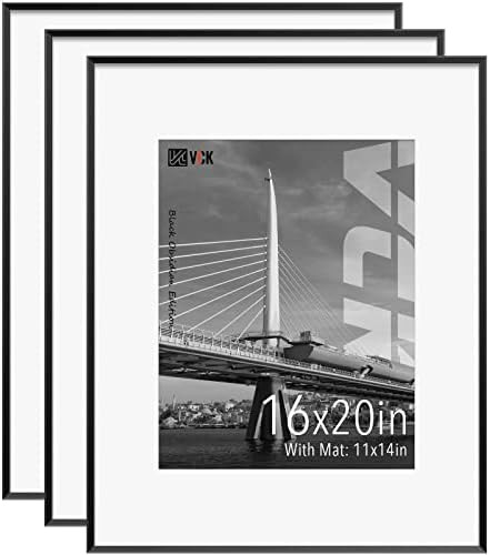 VCK Black 16x20 Picture Frame Metal for Wall, 3 Pack Aluminum Poster Frame with Real Glass, with ... | Amazon (US)