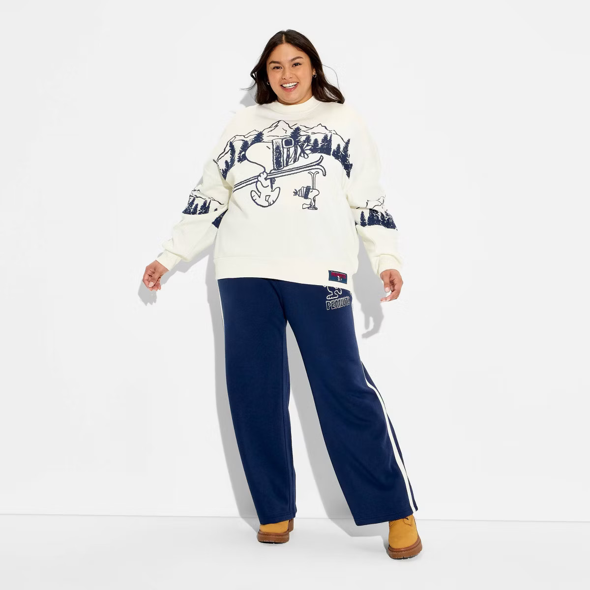 Women's Snoopy MT Trek Fleece Graphic Sweatshirt - White 1X | Target