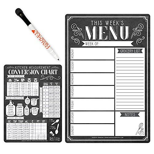 Weekly Meal Planner Dry Erase Board for Refrigerator - Vintage Magnetic Weekly Menu Board for Kitche | Amazon (US)