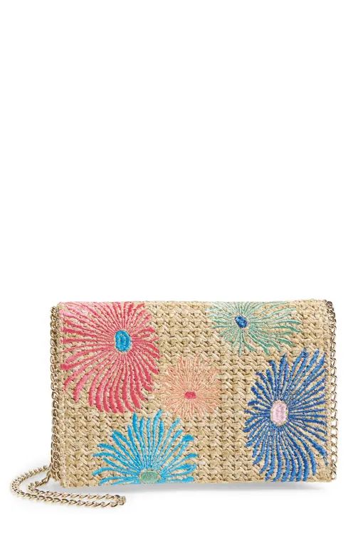 Chelsea28 Embroidered Woven Straw Clutch | Nordstrom