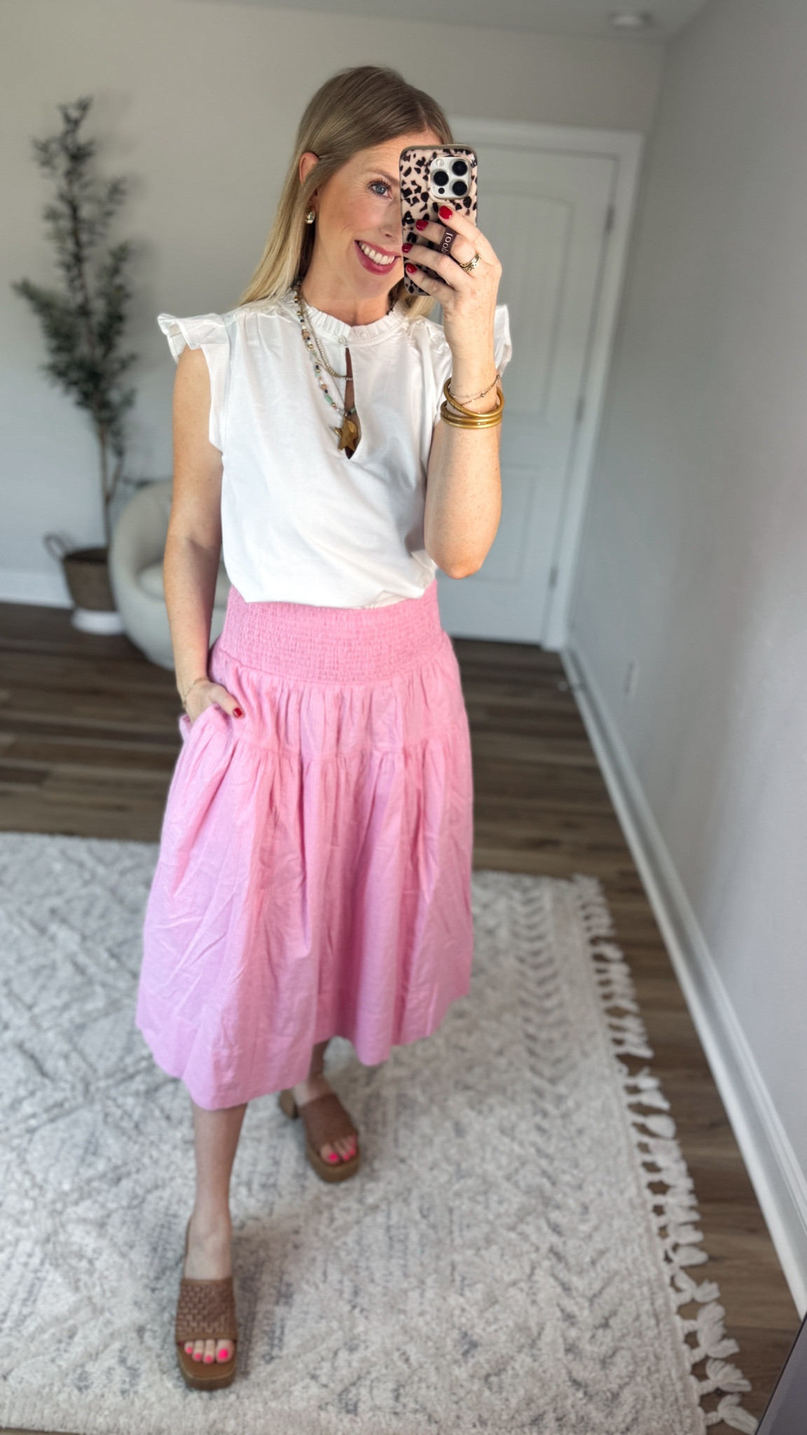 Daily try on, Walmart outfit, Walmart fashion, Walmart try on, pink smocked midi skirtt

#LTKmomlife #LTKootd #LTKWorkwear