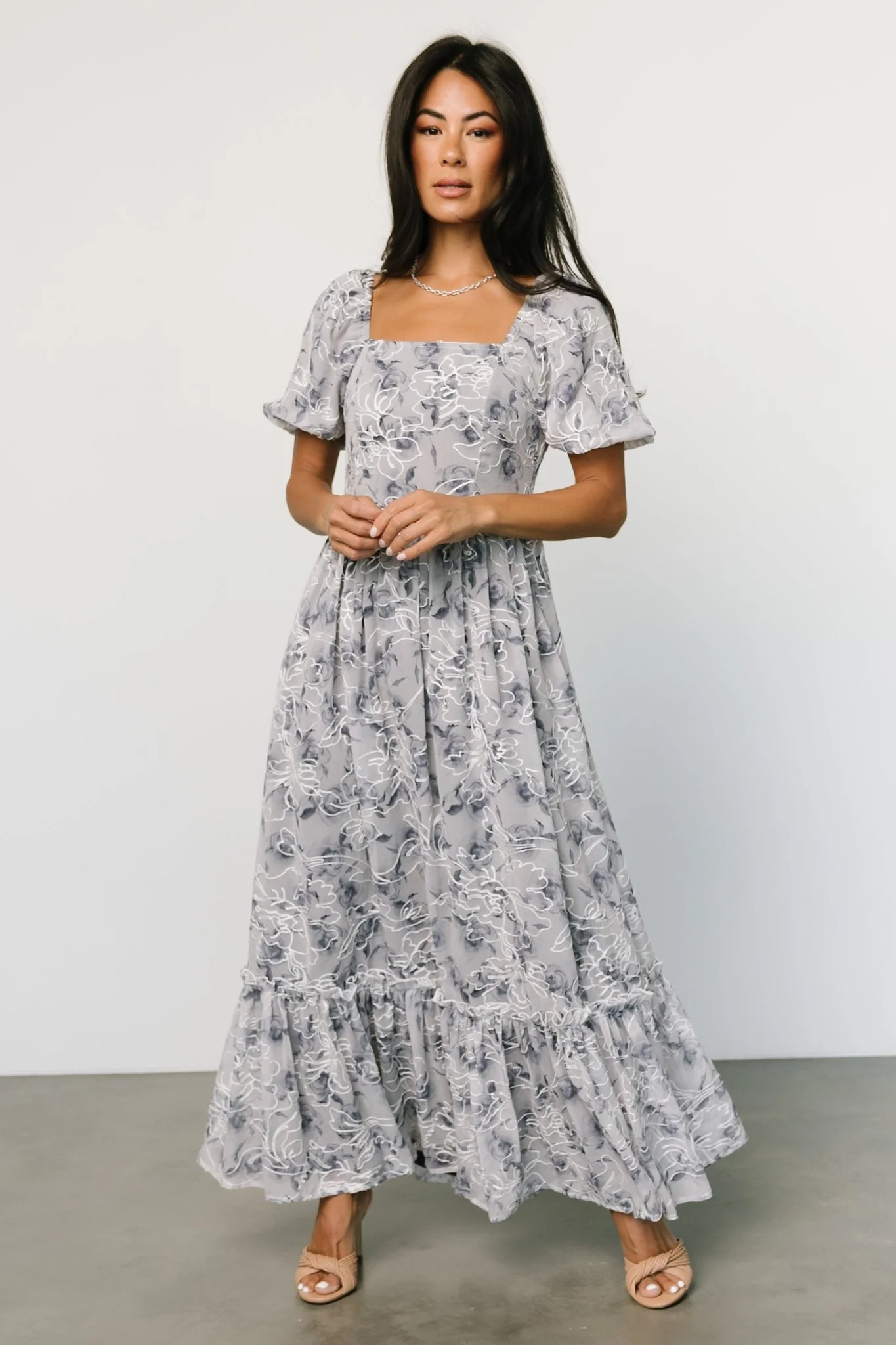 Helena Embroidered Maxi Dress | Slate Multi | Baltic Born