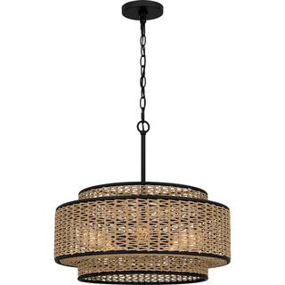 Teton 5-Light Matte Black Shaded Pendant Light | The Home Depot