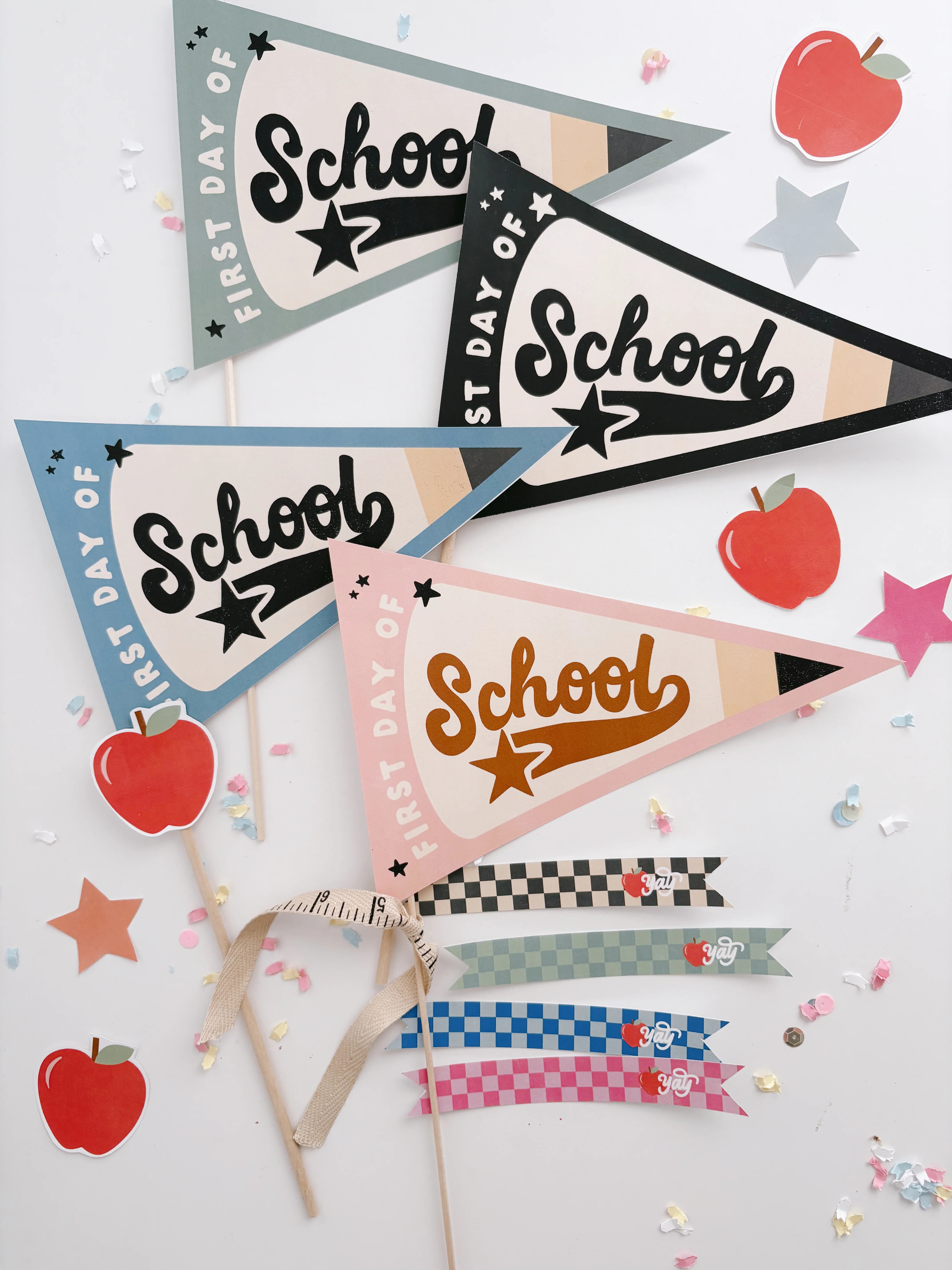 First Day to School Pencil Pennants | Printable Pennants + Flags | The Letter Vee