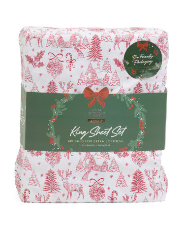 Christmas Deer Toile Sheet Set | TJ Maxx