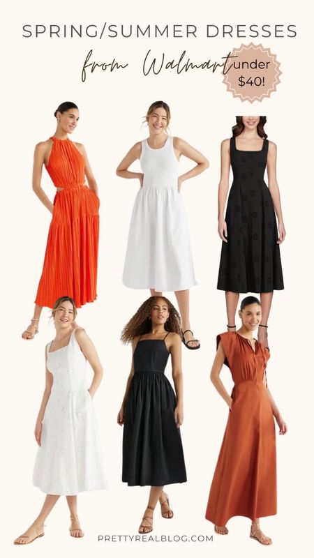 Spring and summer dresses from Walmart, white dress, black dress, vacation dress, resort wear, wedding guest dress, summer outfit, spring outfit, all under $40! #walmartpartner #walmartfashion @walmartfashion

#LTKfindsunder50 #LTKover40 #LTKworkwear