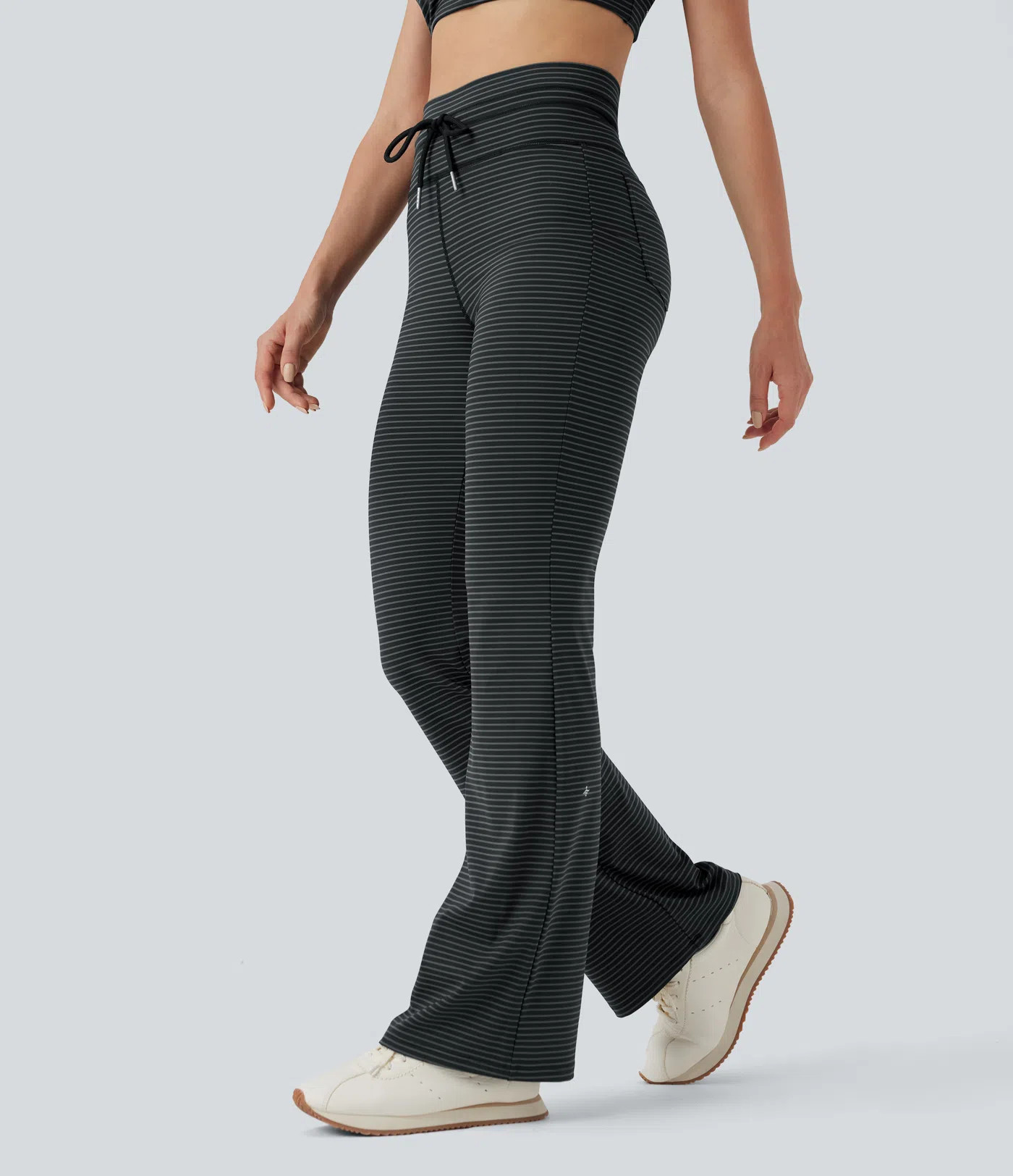 Women’s High Waisted Drawstring Stripe Flare Yoga Pants with Pockets - Halara | HALARA