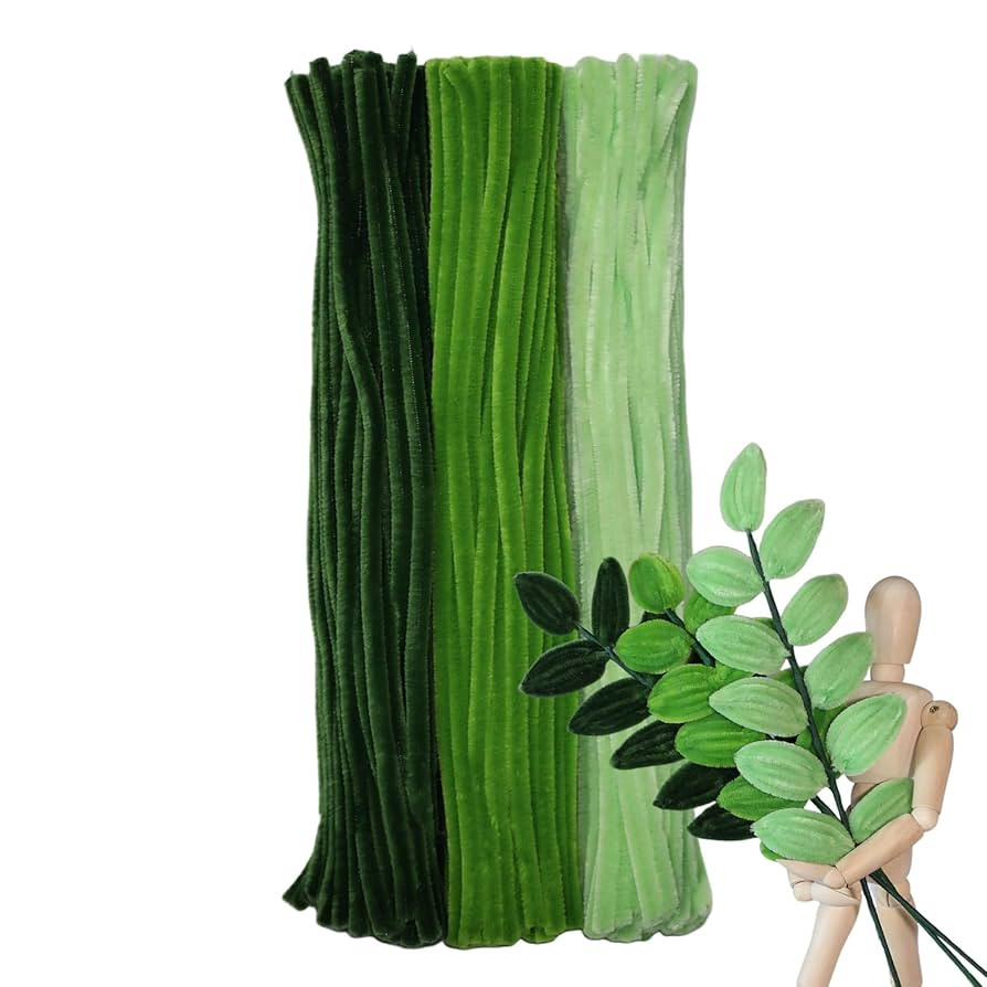 Green Color Trio Pipe Cleaner Set - 300pcs, Thick Fluffy Chenille Stems for Arts & Crafts, Perfec... | Amazon (US)