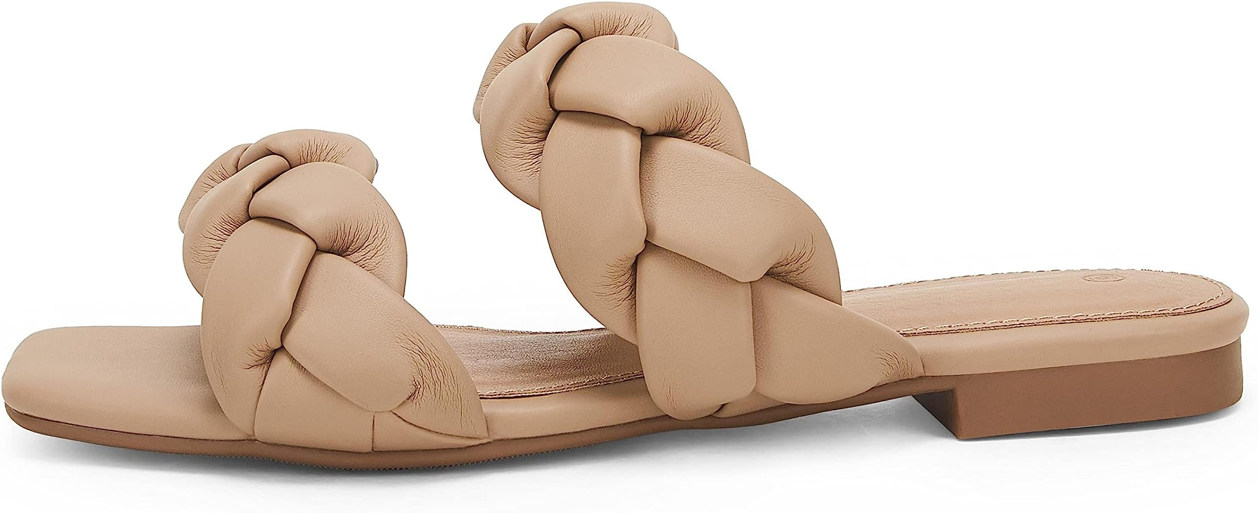Womens Casual Summer Flat Sandals Square Open Toe Braided Slide Slippers Slip-On Comfortable Dres... | Amazon (US)