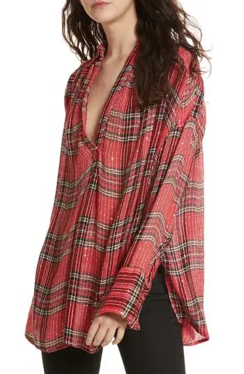 Women's Free People Fearless Love Bell Sleeve Shirt, Size X-Small - Red | Nordstrom