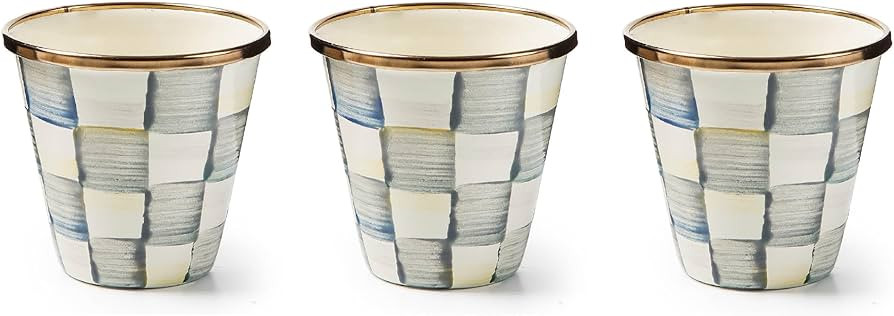 MACKENZIE-CHILDS Enamel Herb Pots, Small Plant Pots for Herbs or Flowers, Set of 3, Gray-and-Whit... | Amazon (US)