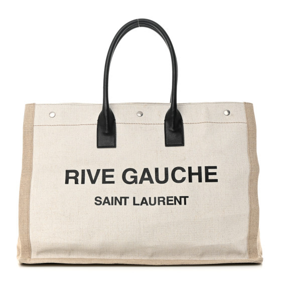 Linen Calfskin Rive Gauche Tote Optic White | FASHIONPHILE (US)