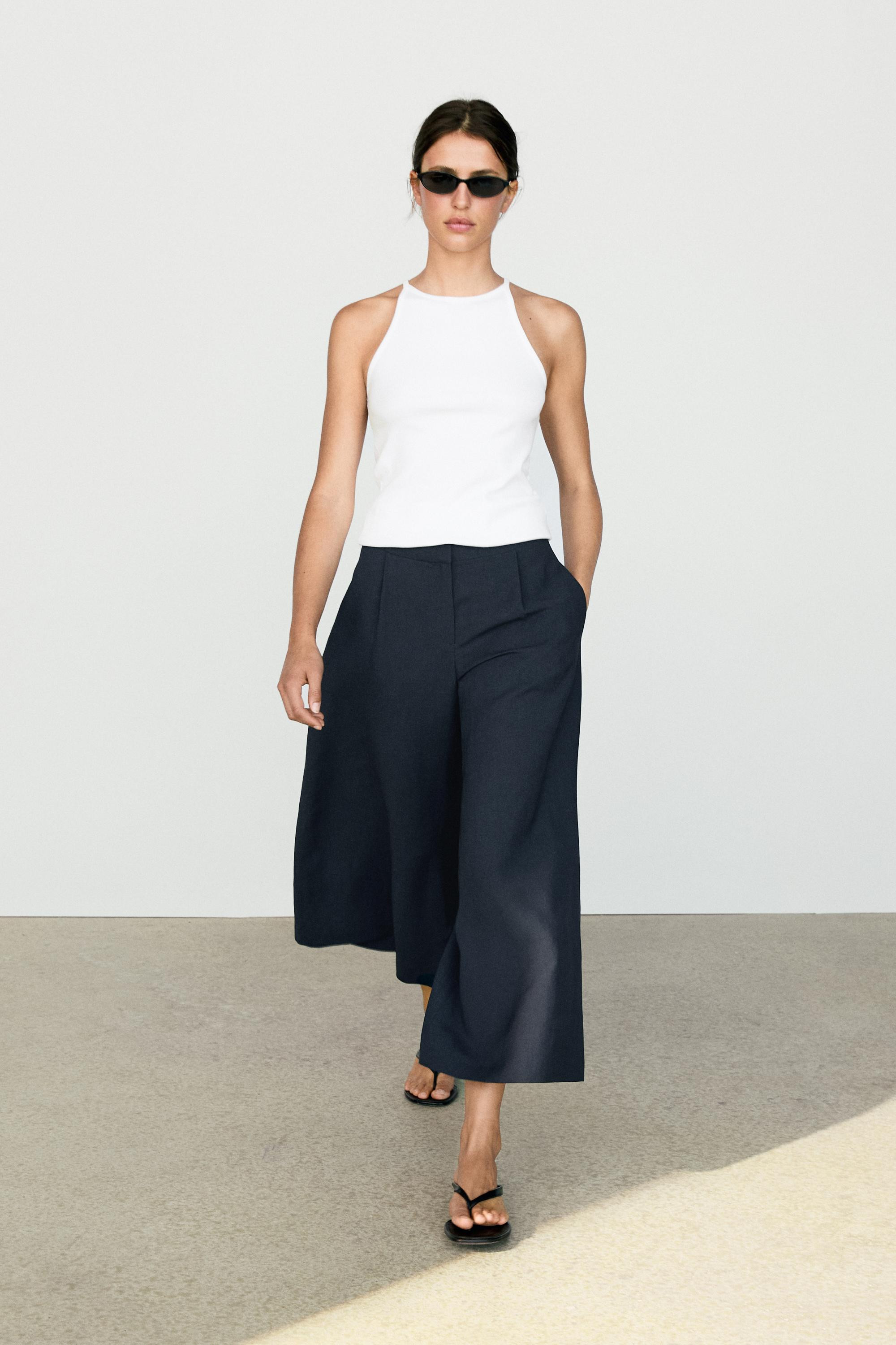 Flowing pleated wide-leg pants | Massimo Dutti UK
