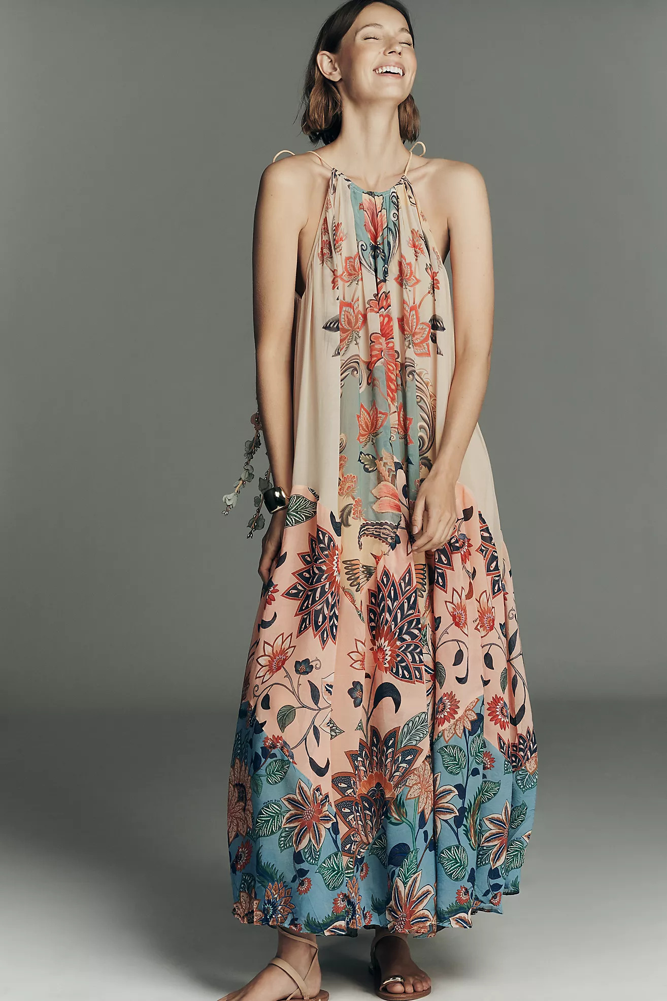 Farm Rio Delhi Boho Floral Sleeveless Maxi Dress | Anthropologie (US)