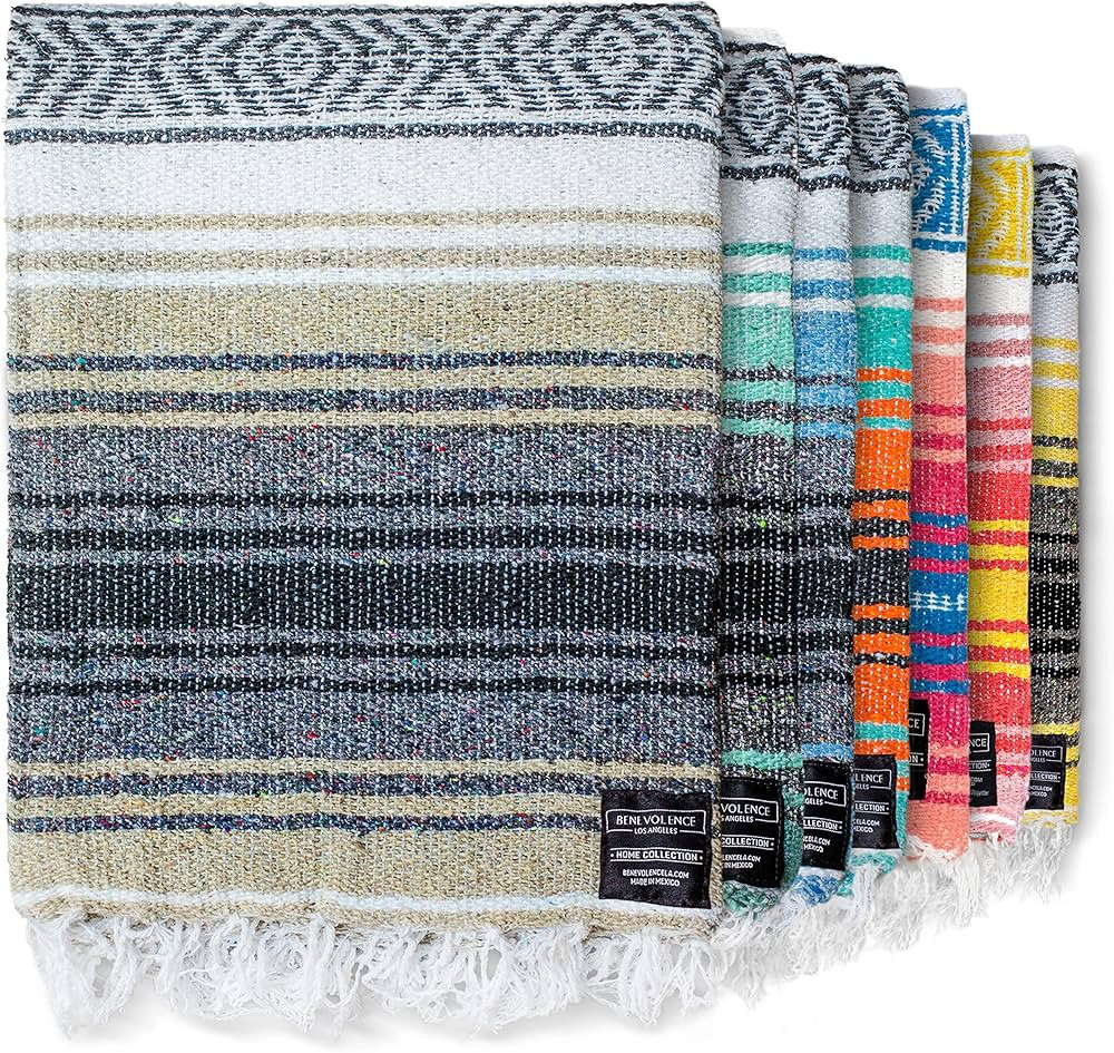 Benevolence LA Authentic Mexican Cotton Acrylic Blanket, Handwoven Serape Blanket, Perfect for Be... | Amazon (US)