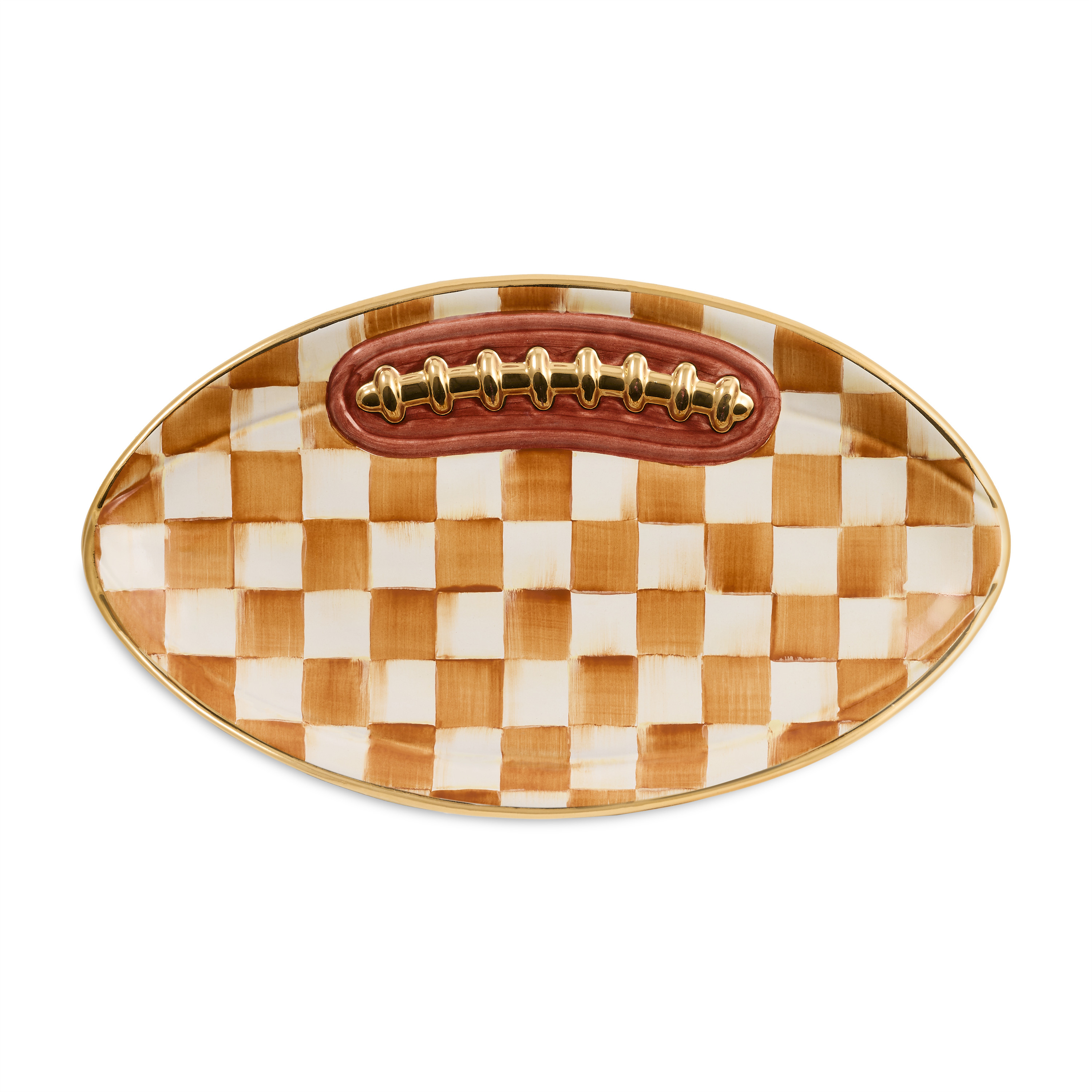 MacKenzie-Childs Ginger Check Ceramic Football Platter | MacKenzie-Childs