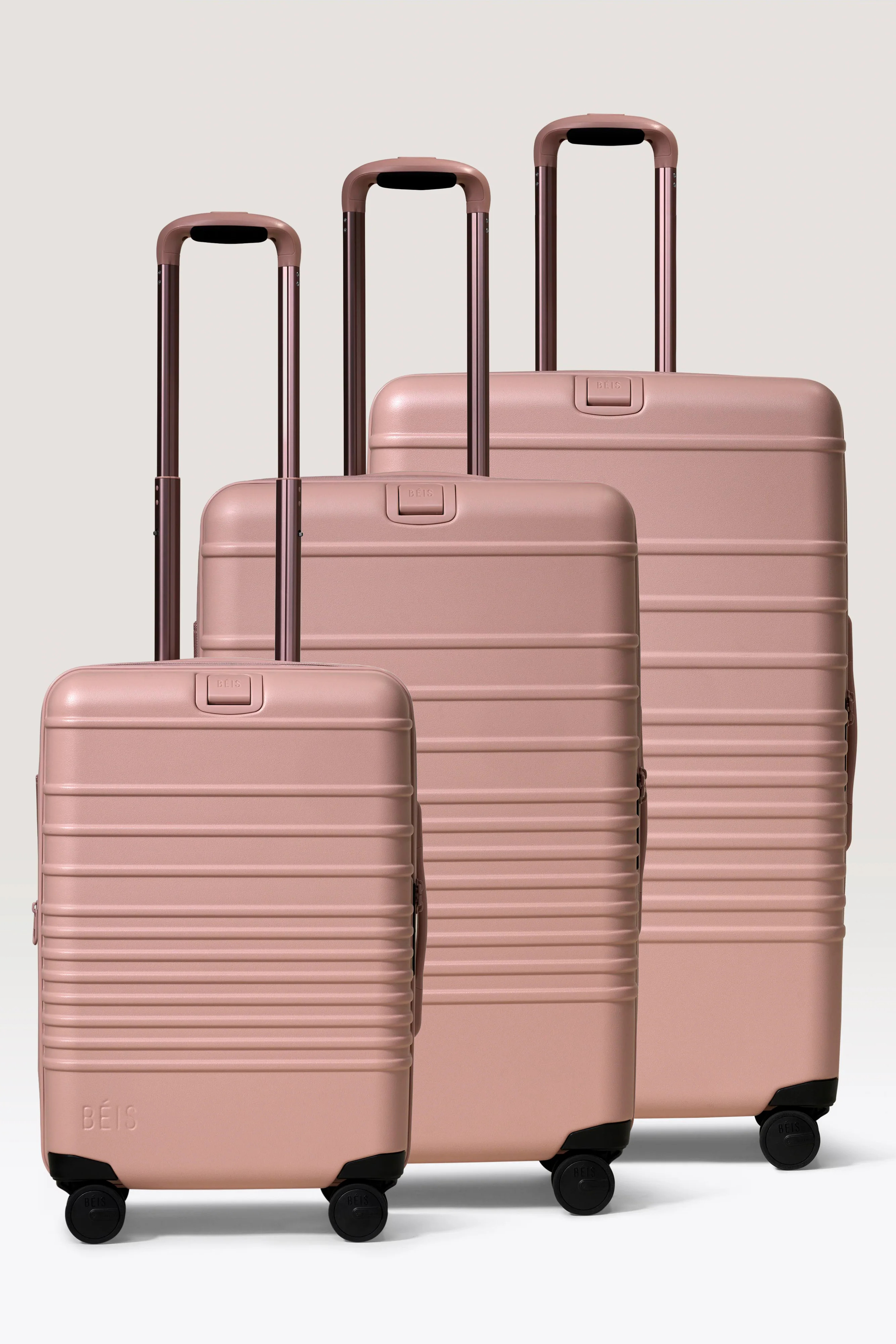 BÉIS 'The NEW 3 Piece Luggage Set' in Atlas Pink | BEIS