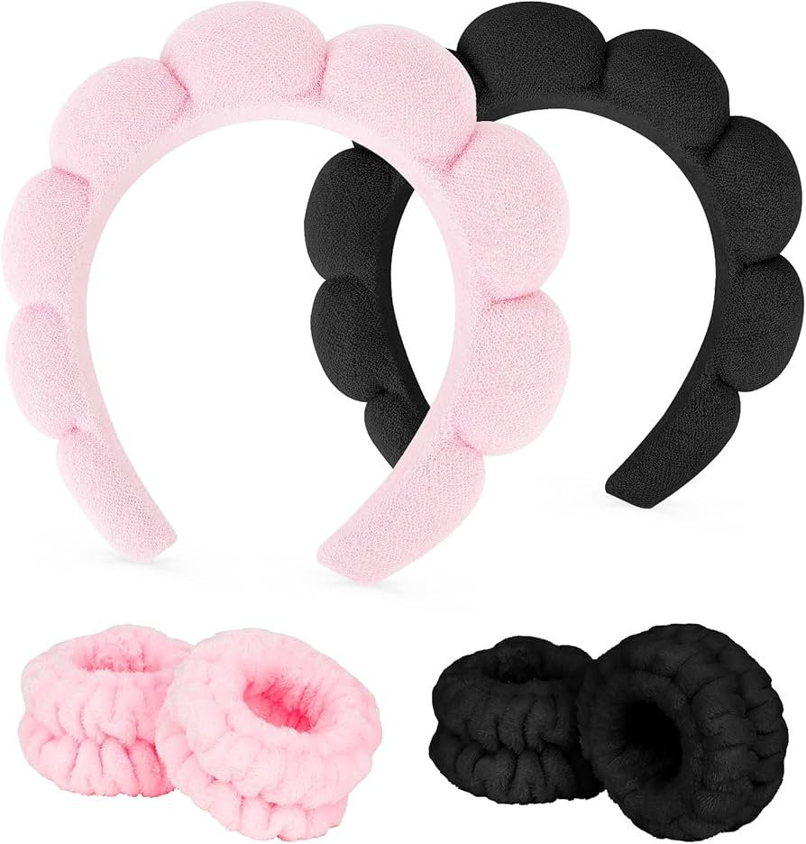6Pcs Spa Headbands and Wrist Washbands Set, Skincare Headbands Makeup Headband Sponge Face Wash H... | Amazon (US)
