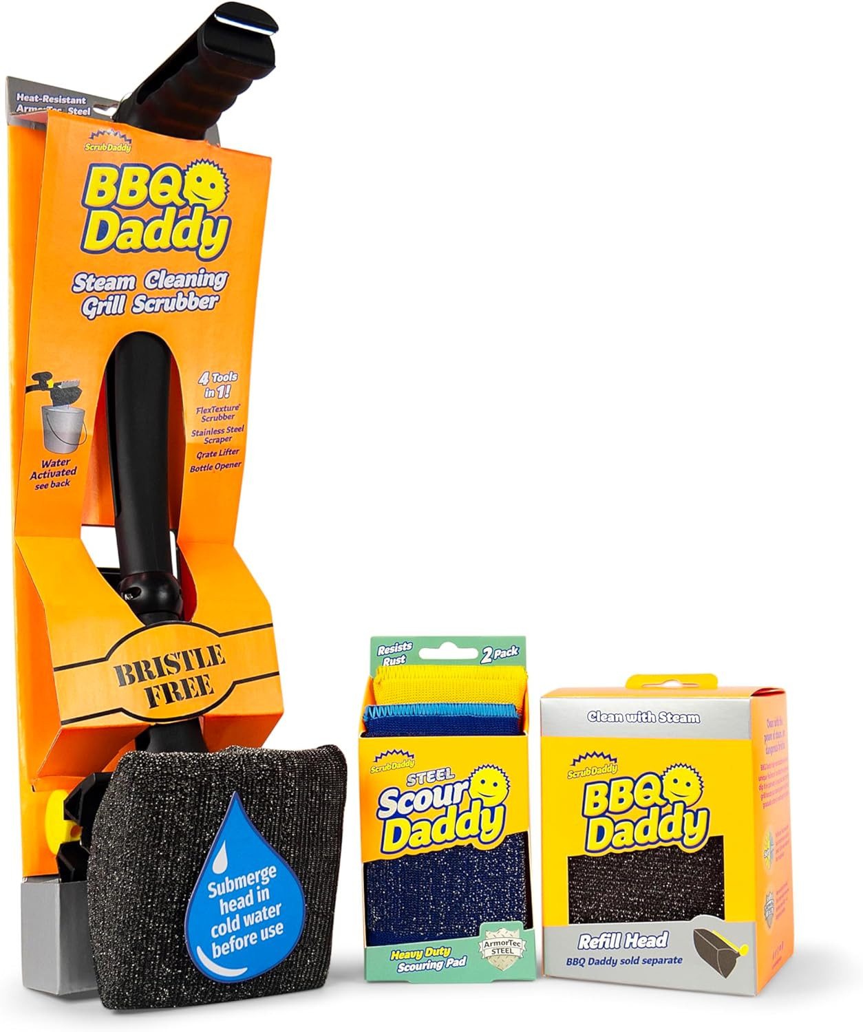 Scrub Daddy BBQ Bundle - BBQ Daddy with Refill + Scour Daddy Steel (2ct) - Bristle-Free Grill Scr... | Amazon (US)
