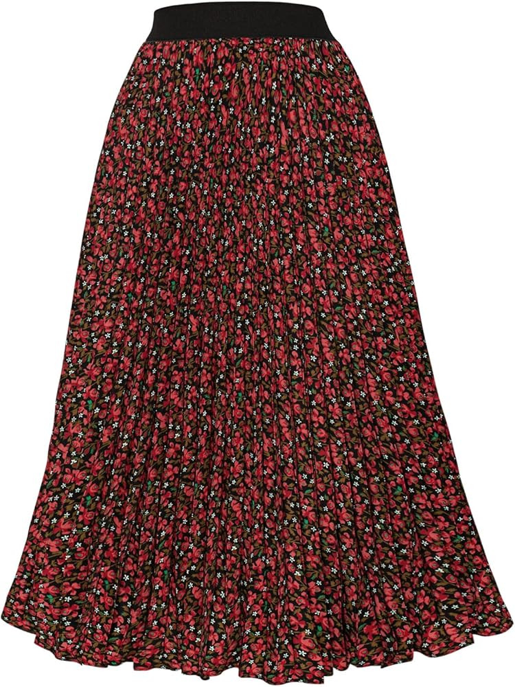 GRACE KARIN Women High Elastic Waist Pleated Chiffon Skirt Midi Swing A-line Skirts | Amazon (US)