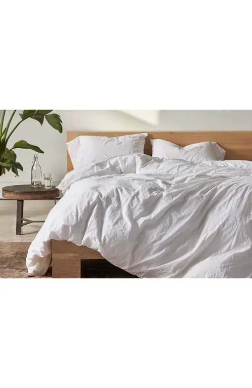 Coyuchi Crinkled Organic Cotton Percale Duvet Cover in Alpine White at Nordstrom, Size King | Nordstrom