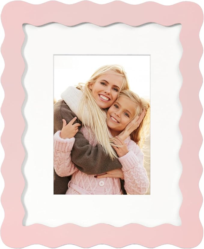 8x10 Cute Picture Frame, Wavy Curved Photo Frame with 5x7 Mat and Real Glass, Unique Funky Frame ... | Amazon (US)