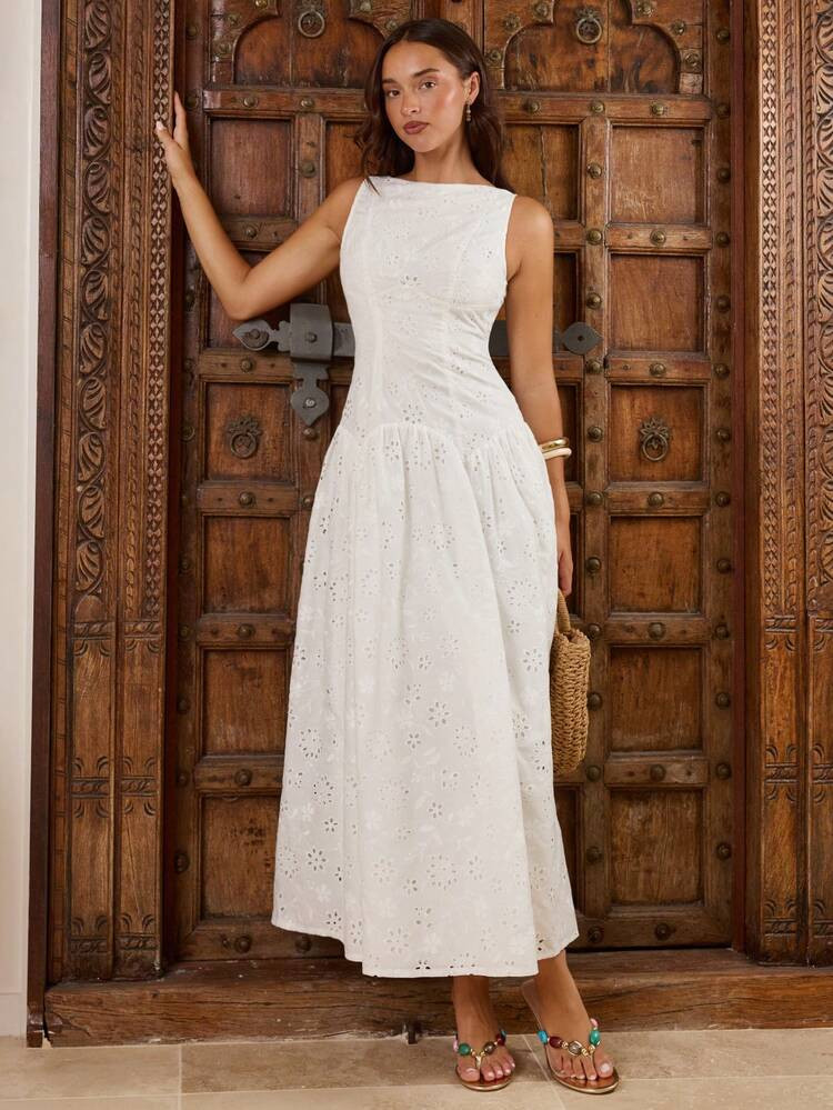Enchnt Damen elegantes einfarbiges Kleid mit Tailleng\u00fcrtel, Sommer | SHEIN