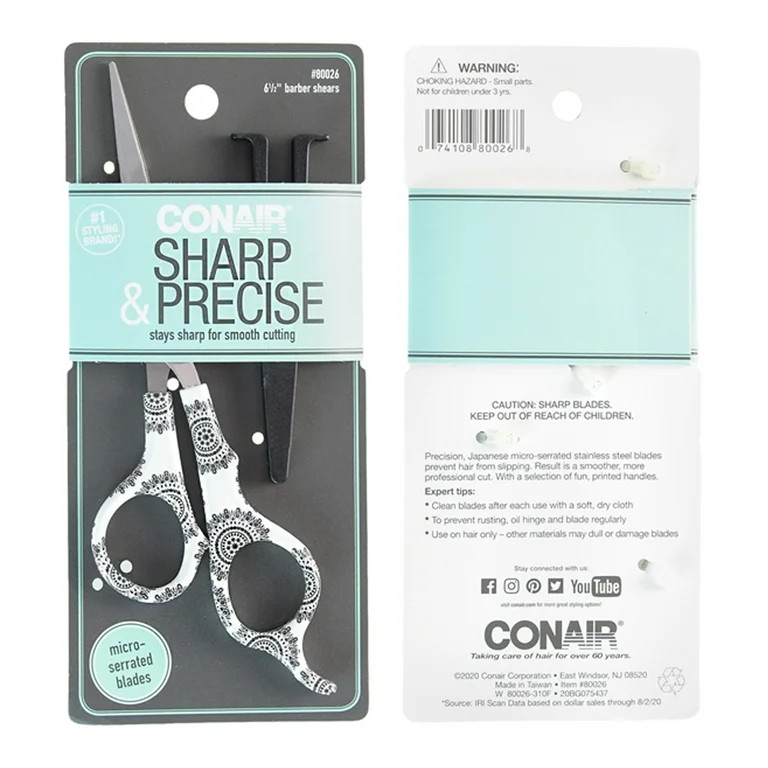 Conair Styling Essentials 6 1/2" Barber Shears with Stainless-Steel Blades and Safety Cover, Colo... | Walmart (US)