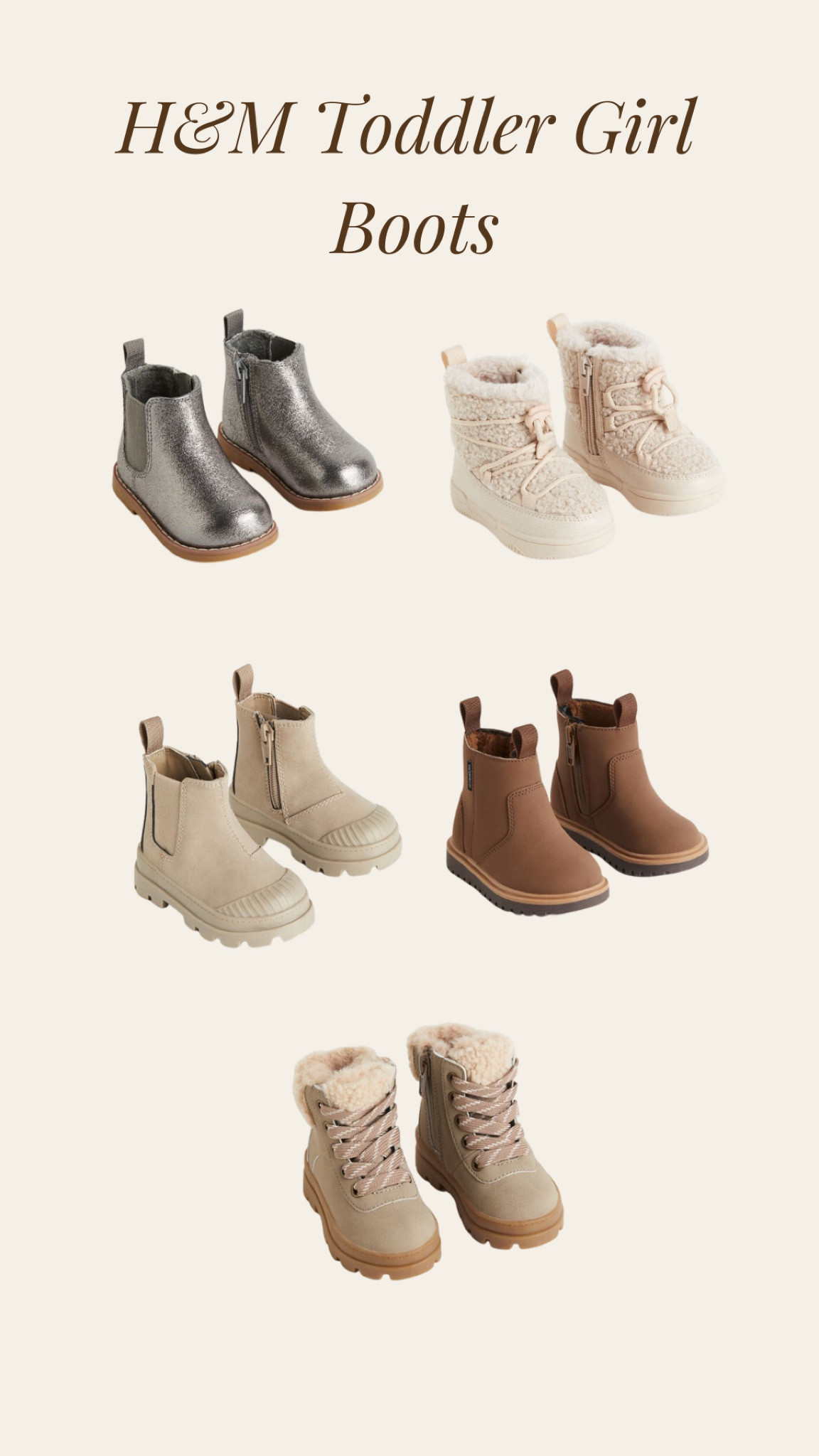Winter boots for toddler girls at H&M! 

#LTKSeasonal #LTKbaby #LTKkids