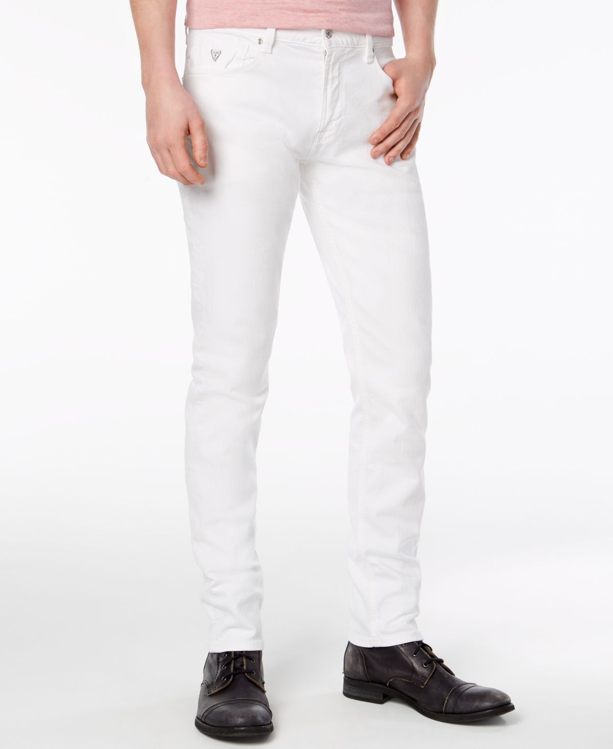 Guess Men's Slim-Tapered Fit Stretch White Jeans | Macys (US)