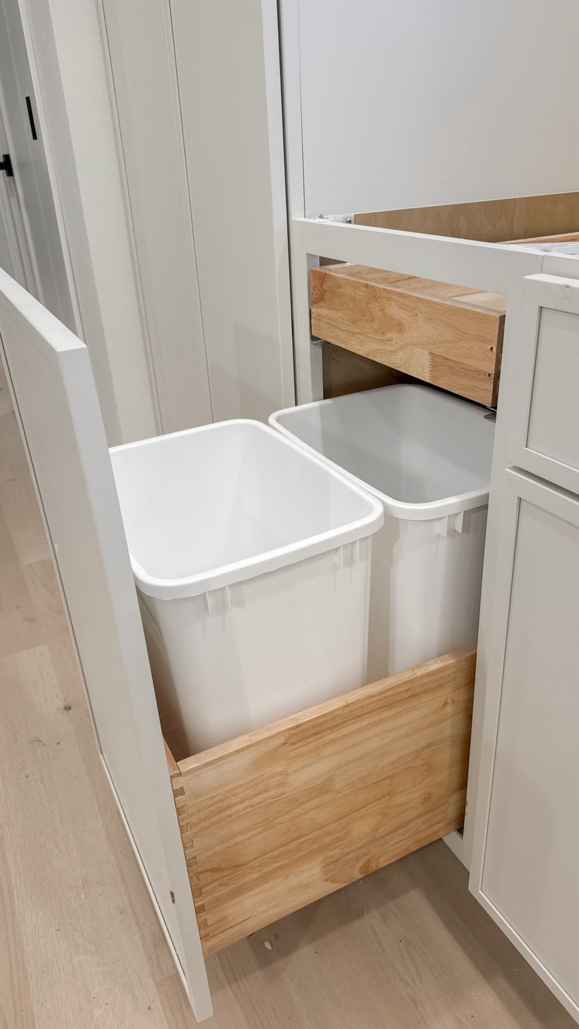 These trash cans fit perfectly for our 18” trash cabinet with a roll out tray for trash bags 👏🏼

#LTKHome