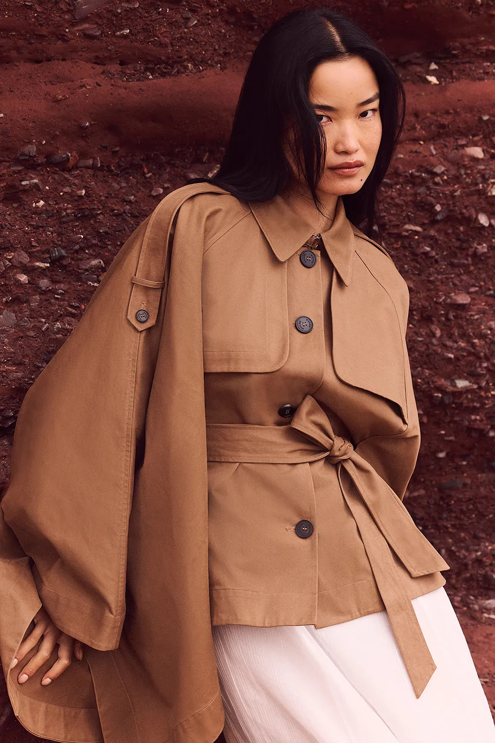 Jackets & Coats | Cape Detail Trench Coat | KarenMillen | Karen Millen US
