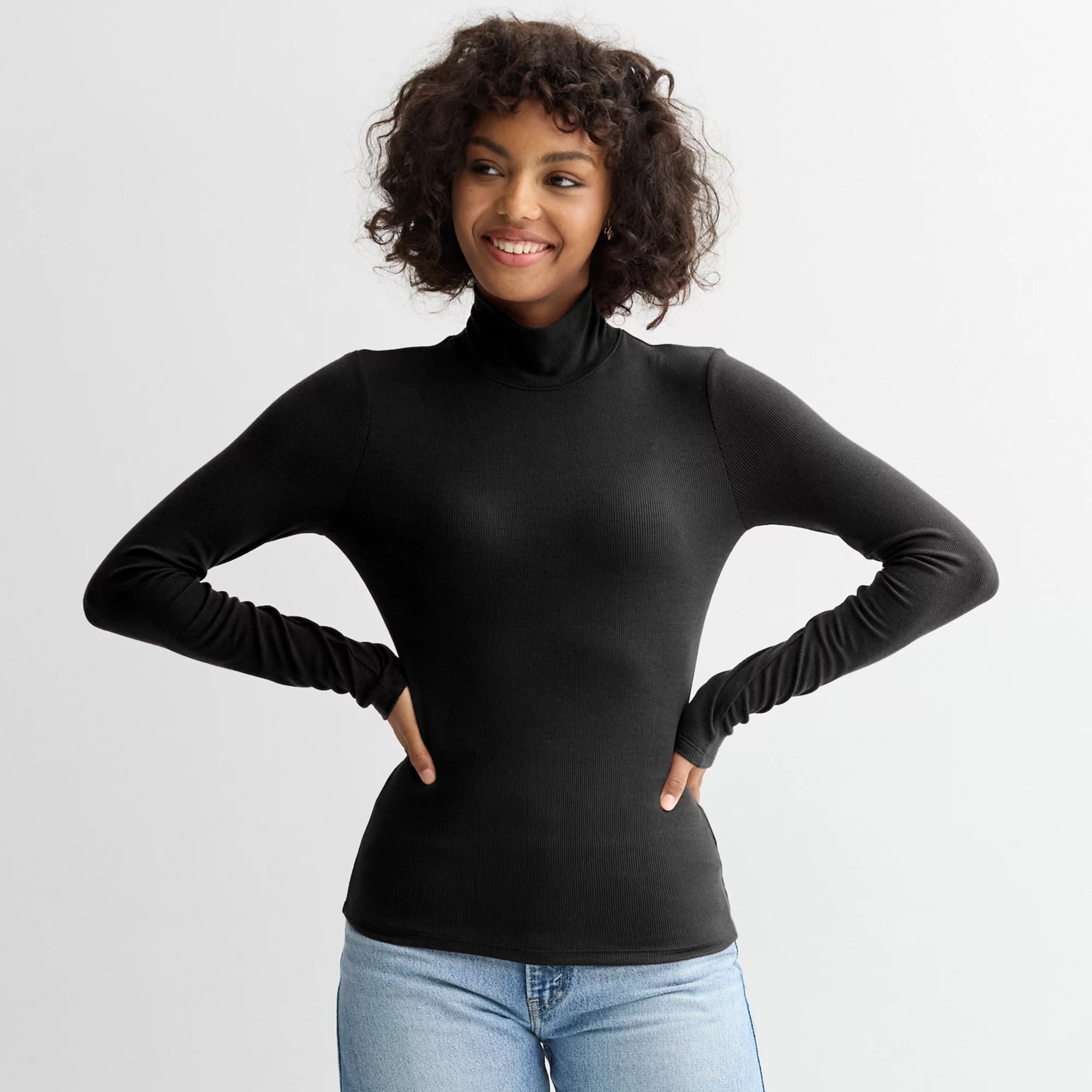 Juniors' SO® Rib Long Sleeve Mock Neck Top | Kohl's