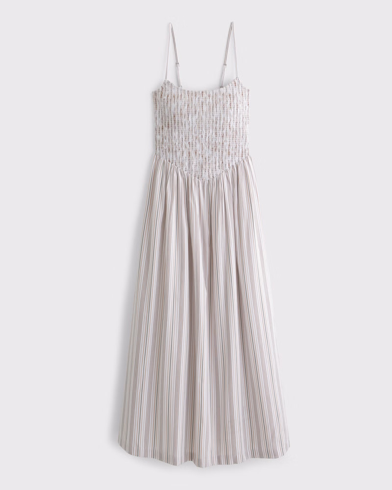 Women's Dipped-Waist Smocked Midi Dress | Women's Dresses & Jumpsuits | Abercrombie.com | Abercrombie & Fitch (US)