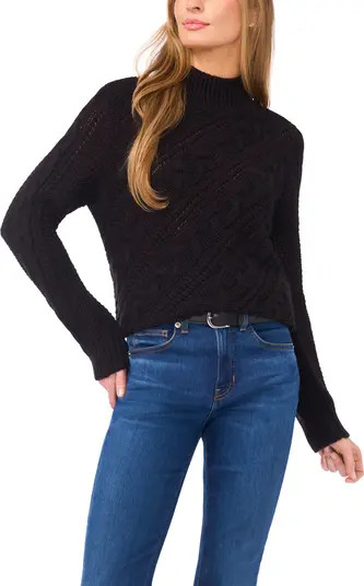 Halogen® Diagonal Cable Mock Neck Sweater | Nordstrom | Nordstrom