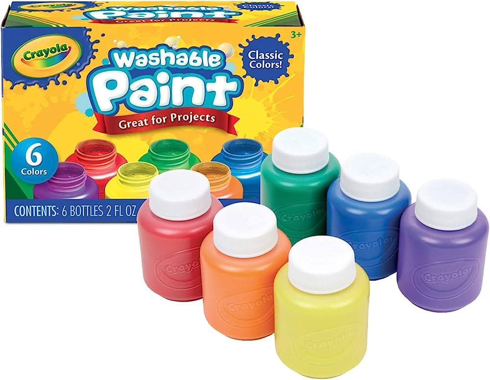 Crayola Washable Kids Paint, 6 Count, Kids At Home Activities, Painting Supplies, Gift, Assorted | Amazon (US)