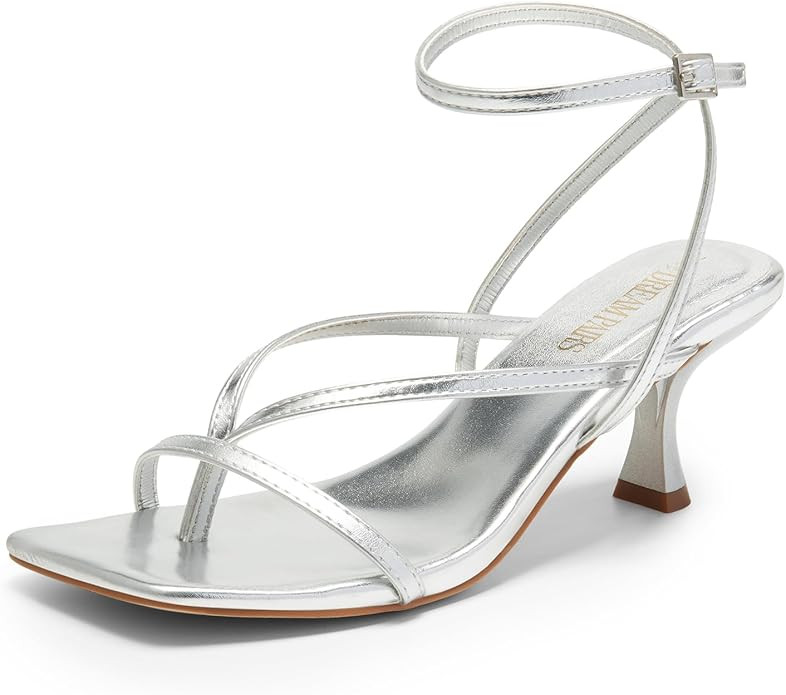 DREAM PAIRS Women's kitten Low Strappy Lace Up Heels for Women Open Square Toe Thong Ankle Strap ... | Amazon (US)