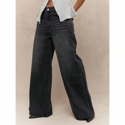 Washed Faded Wide Leg Baggy Jeans | SHEIN