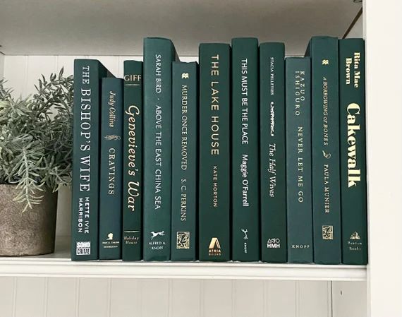 Emerald green books, green books, hunter green, decorative books, book stack, book collection, mo... | Etsy (US)