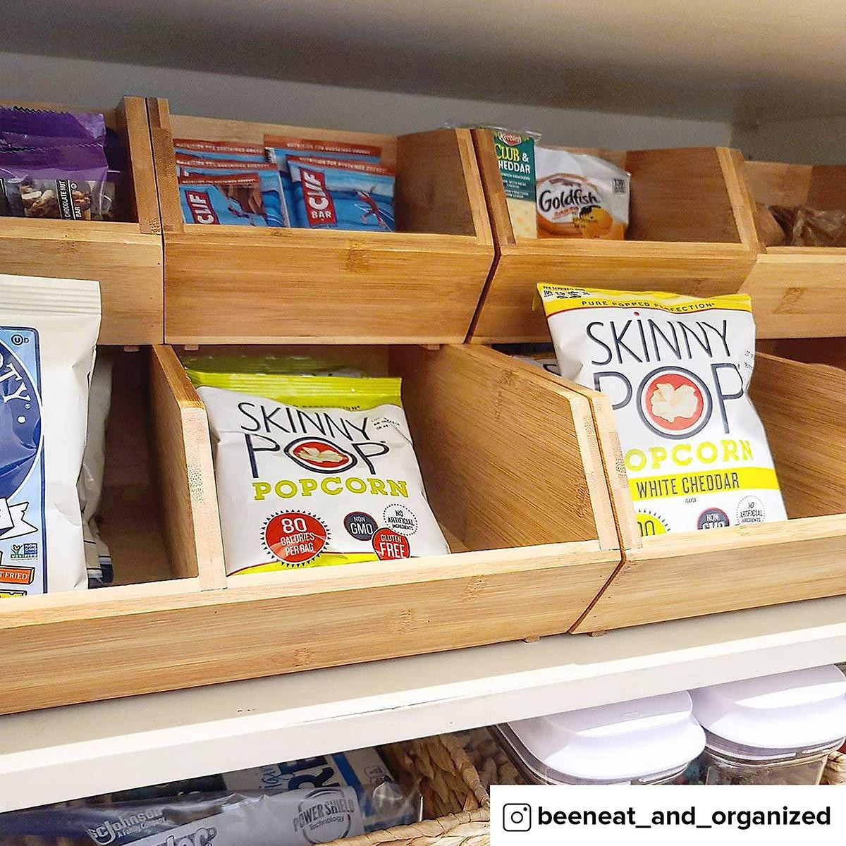 Medium Deep Stacking Bamboo Bin Natural | The Container Store