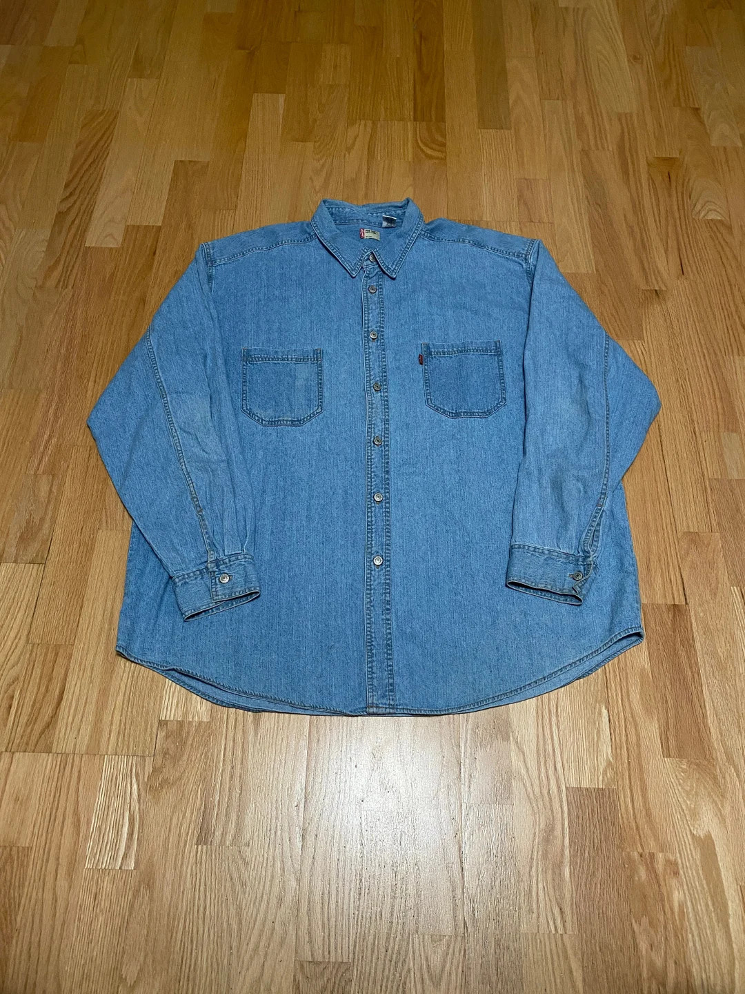 Vintage Levis Medium Light Wash Denim Long Sleeve Metal Button - Etsy | Etsy (US)